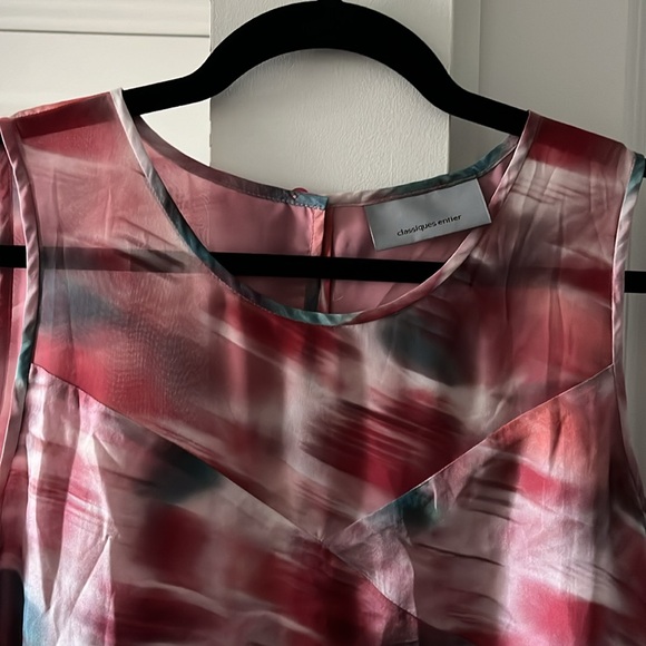 Classiques Entier | Pink Abstract Print Silk Blouse | Size Small - Picture 6 of 6
